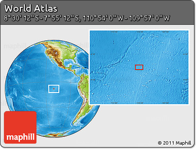 Physical Location Map of the Area around 8° 12' 42" S, 110° 25' 30" W