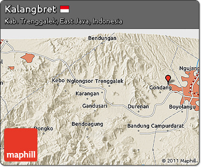 Shaded Relief 3D Map of Kalangbret