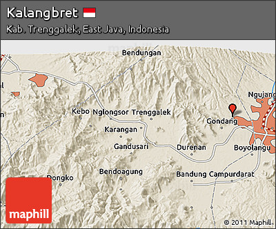 Shaded Relief 3D Map of Kalangbret