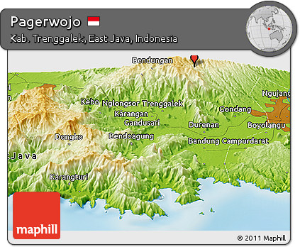 Physical Panoramic Map of Pagerwojo
