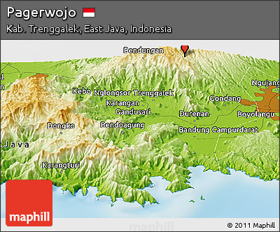 Physical Panoramic Map of Pagerwojo