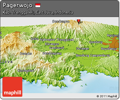 Physical Panoramic Map of Pagerwojo