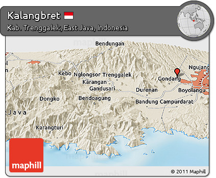 Shaded Relief Panoramic Map of Kalangbret