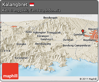 Shaded Relief Panoramic Map of Kalangbret