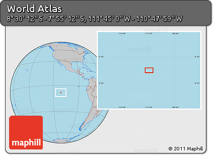 Gray Location Map of the Area around 8° 12' 42" S, 111° 16' 30" W