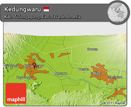 Physical 3D Map of Kedungwaru
