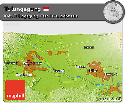 Physical 3D Map of Tulungagung