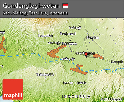 Physical 3D Map of Gondanglegi-wetan
