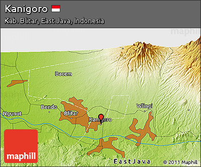 Physical 3D Map of Kanigoro