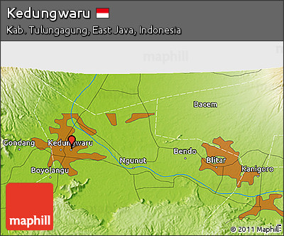Physical 3D Map of Kedungwaru