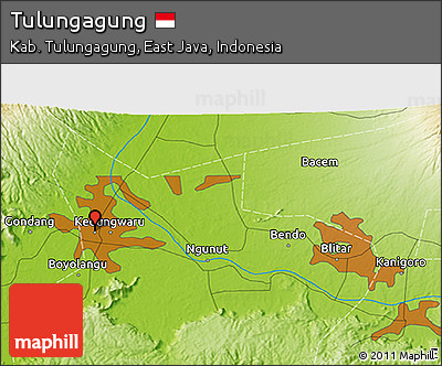 Physical 3D Map of Tulungagung
