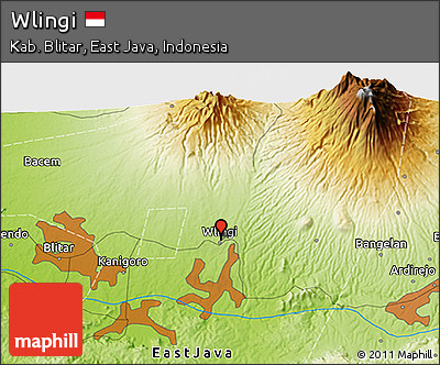 Physical 3D Map of Wlingi