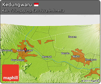 Physical 3D Map of Kedungwaru