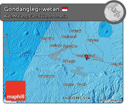 Political 3D Map of Gondanglegi-wetan