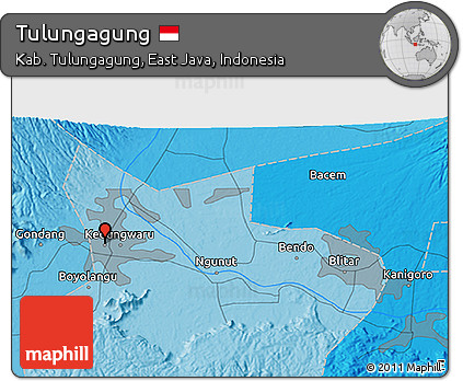 Political 3D Map of Tulungagung