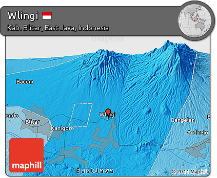 Political 3D Map of Wlingi