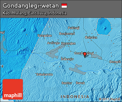 Political 3D Map of Gondanglegi-wetan