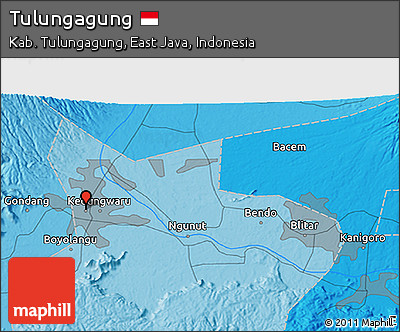 Political 3D Map of Tulungagung