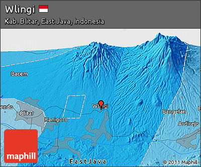 Political 3D Map of Wlingi