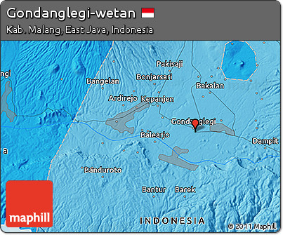 Political 3D Map of Gondanglegi-wetan