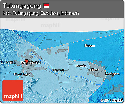 Political 3D Map of Tulungagung
