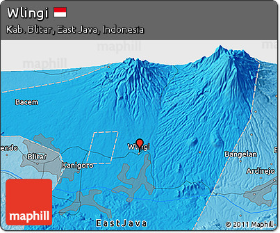 Political 3D Map of Wlingi