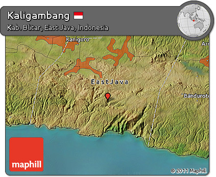 Satellite 3D Map of Kaligambang