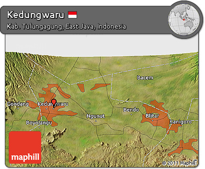 Satellite 3D Map of Kedungwaru