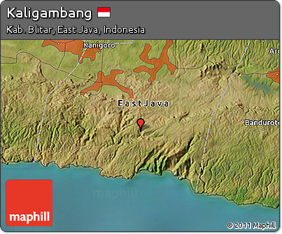 Satellite 3D Map of Kaligambang