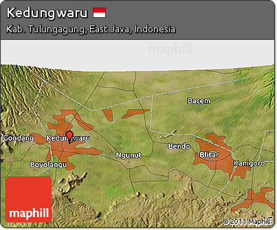Satellite 3D Map of Kedungwaru