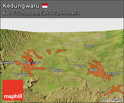 Satellite 3D Map of Kedungwaru