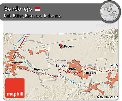 Shaded Relief 3D Map of Bendorejo