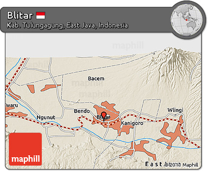 Shaded Relief 3D Map of Blitar
