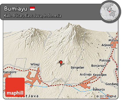 Shaded Relief 3D Map of Bumiayu