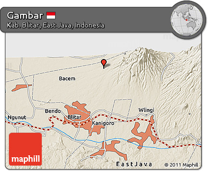 Shaded Relief 3D Map of Gambar