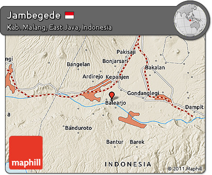 Shaded Relief 3D Map of Jambegede