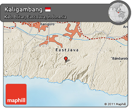 Shaded Relief 3D Map of Kaligambang