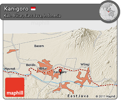 Shaded Relief 3D Map of Kanigoro