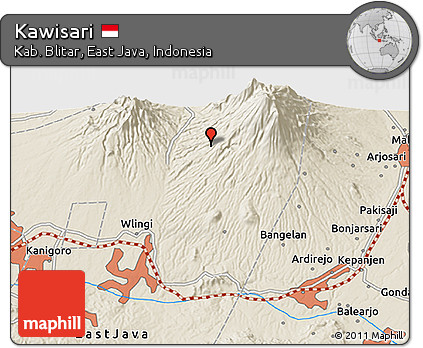 Shaded Relief 3D Map of Kawisari