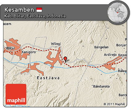 Shaded Relief 3D Map of Kesamben