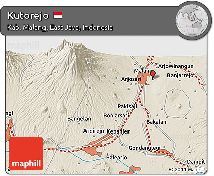 Shaded Relief 3D Map of Kutorejo
