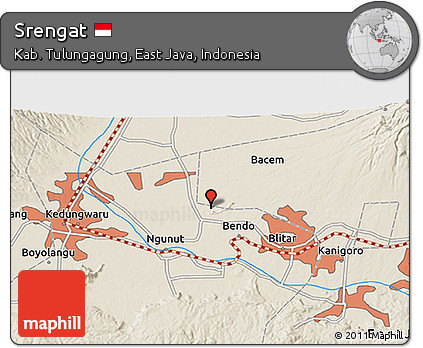 Shaded Relief 3D Map of Srengat