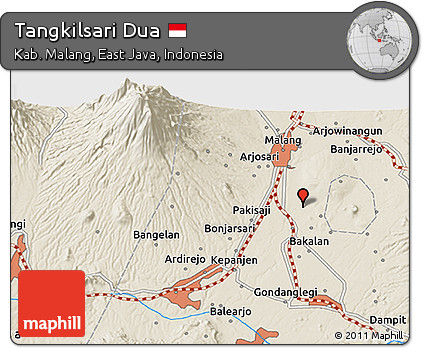 Shaded Relief 3D Map of Tangkilsari Dua