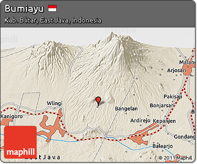 Shaded Relief 3D Map of Bumiayu