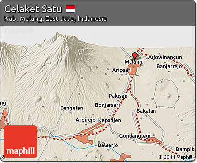 Shaded Relief 3D Map of Celaket Satu