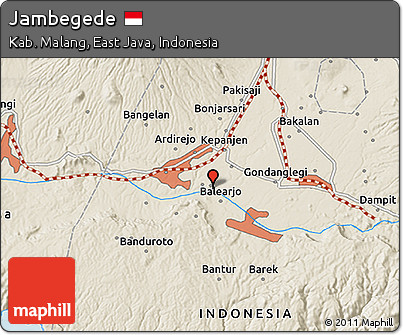 Shaded Relief 3D Map of Jambegede
