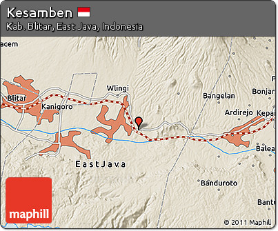 Shaded Relief 3D Map of Kesamben