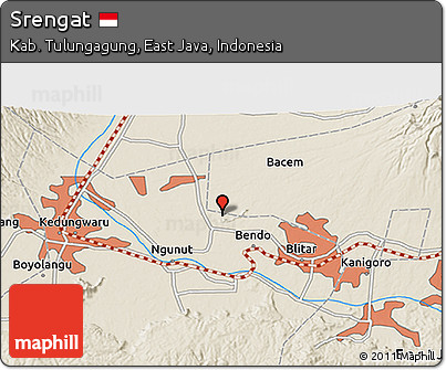 Shaded Relief 3D Map of Srengat