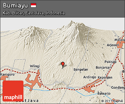 Shaded Relief 3D Map of Bumiayu