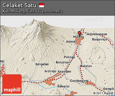 Shaded Relief 3D Map of Celaket Satu